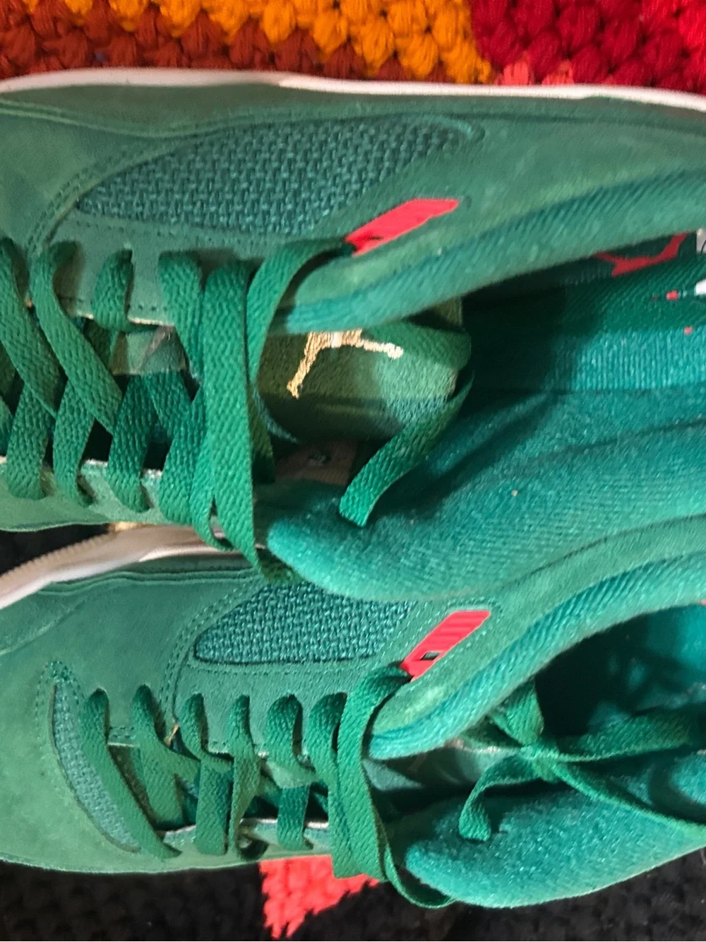 Jordan Men's Teal Green Sneakers with Pink Accent